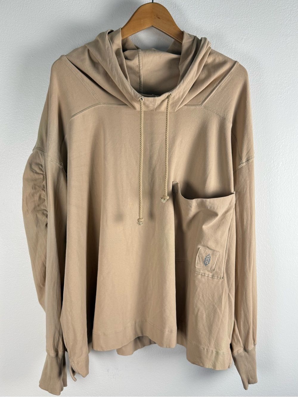 Free People Movement Hot Shot Hooded Layer Slouchy Layering Hoodie Tan Neutral L - Picture 12 of 15